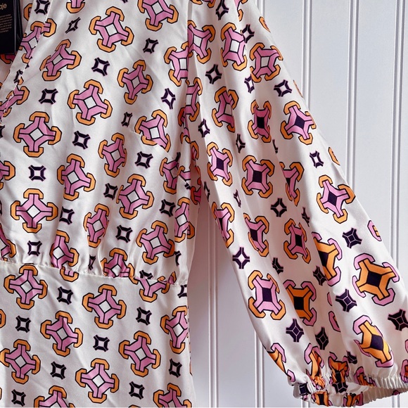 Maje 100% Silk Romea Geometric Printed Mini Dress NWT - Picture 9 of 15